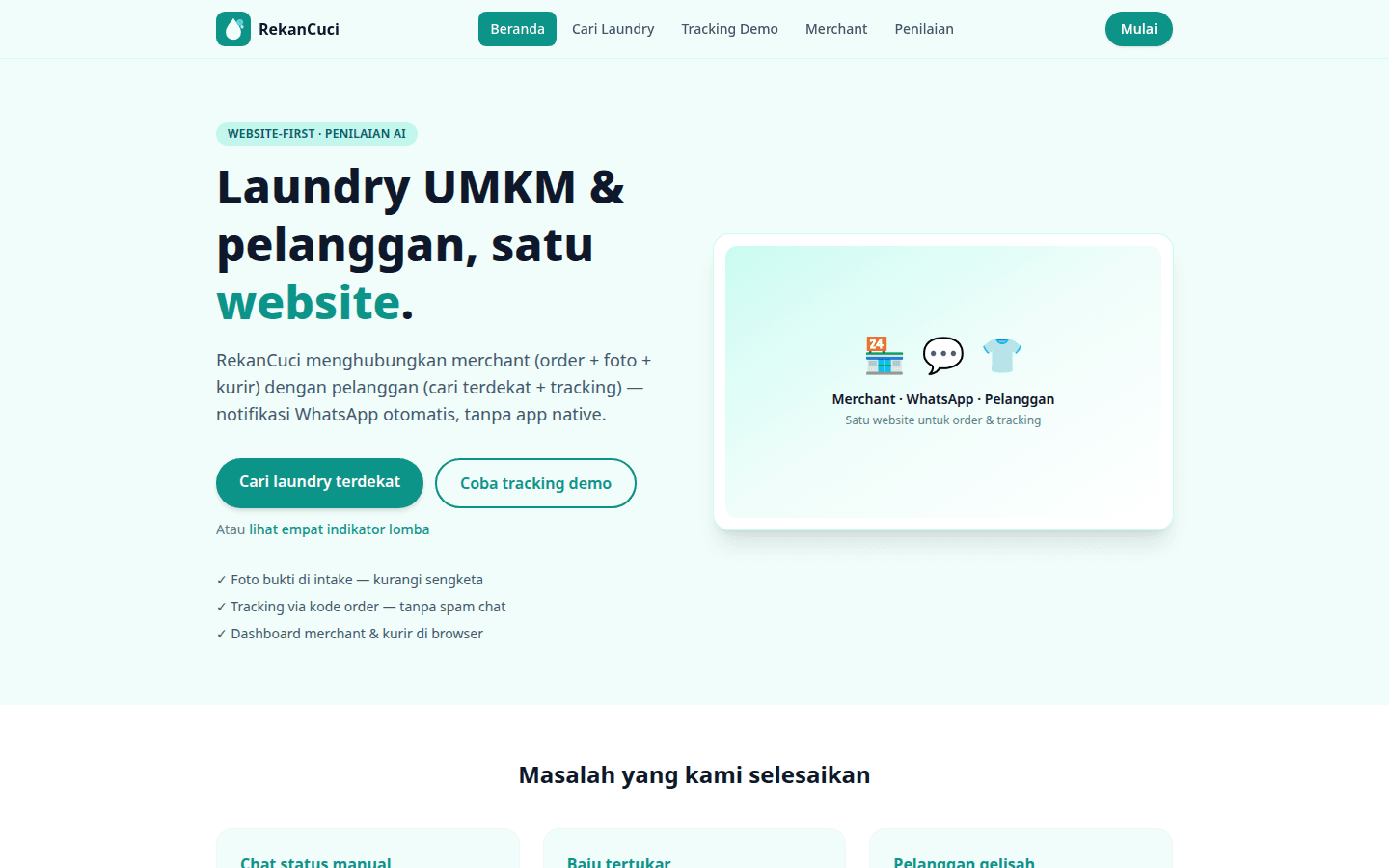 RekanCuci landing page